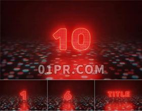 Pr图形预设 10秒红色发光故障倒计时倒数logo标志演绎 Pr素材